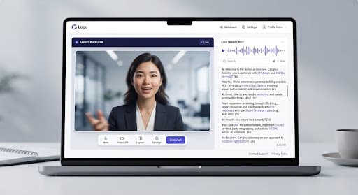 Live AI interview simulation interface